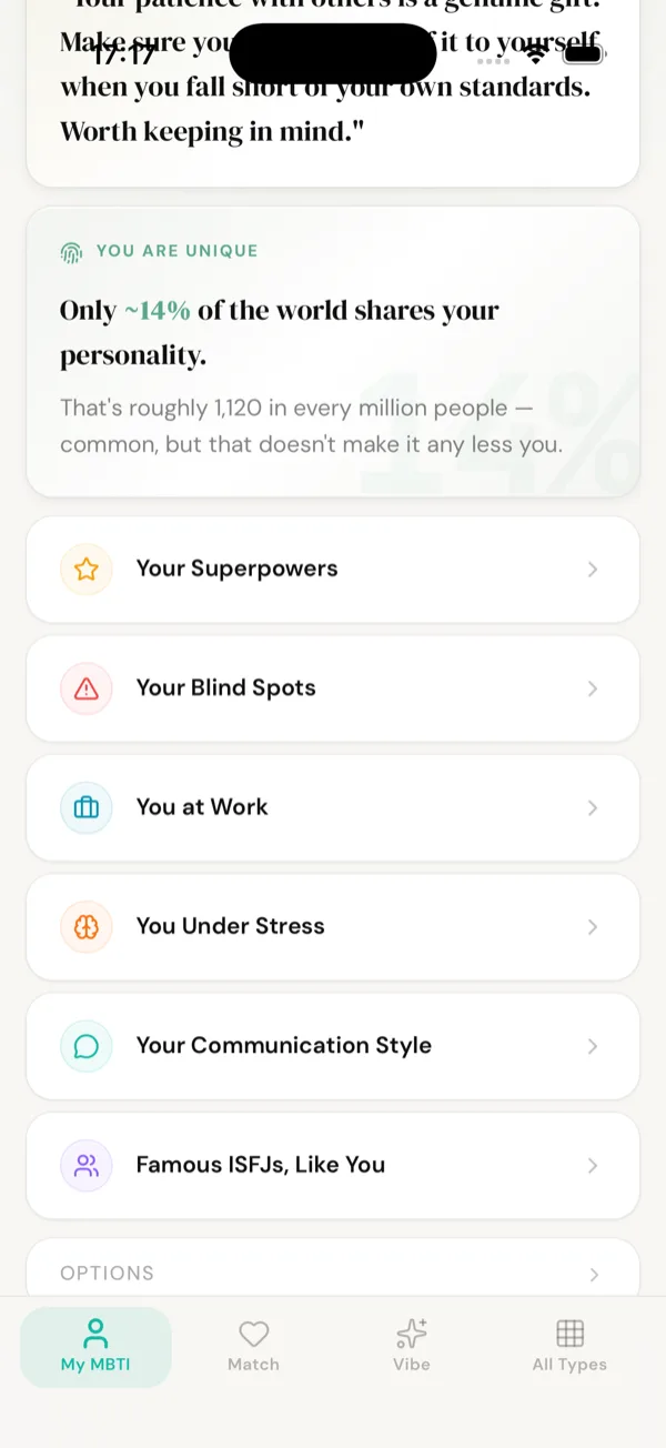 MBTI Lens type insights — superpowers, blind spots, and career guidance